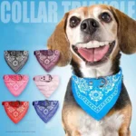 Adjustable PU Leather Pet Bandana Collar with Paisley Pattern for Dogs and Cats - Image 5