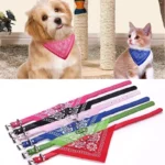 Adjustable PU Leather Pet Bandana Collar with Paisley Pattern for Dogs and Cats - Image 2