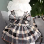 Chic Plaid Dog Dress with Bowknot - Image 4