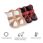 Chic Winter Dog Boots - 4Pcs/Set Cozy Waterproof Pet Shoes for Small Dogs & Puppies - Image 5