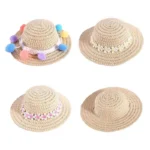 Adjustable Floral Straw Sunhat for Pets - Image 3