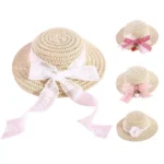 Adjustable Floral Straw Sunhat for Pets - Image 2