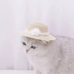 Adjustable Floral Straw Sunhat for Pets - Image 7
