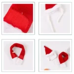 Velvet Christmas Santa Hat & Scarf Set for Pets - Image 4